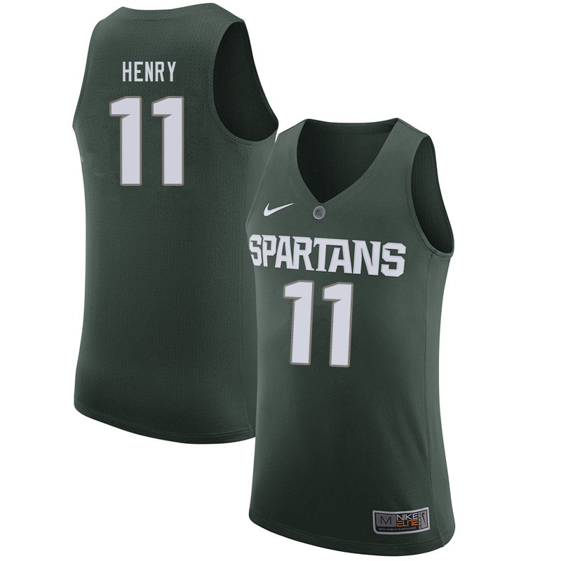 Men Michigan State Spartans #11 Aaron Henry NCAA Nike Authentic Green College Stitched Basketball Jersey LQ41X53IC